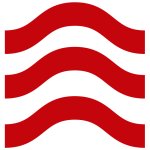 Red wave graphic element.
