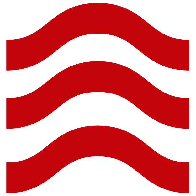Red wave graphic element.